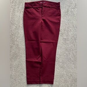 High rise pixie slim pants color burgandy